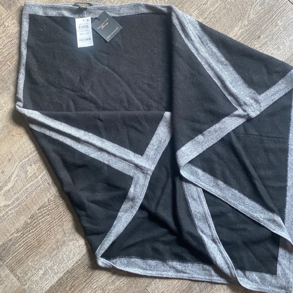 charter club cashmere tier black and grey poncho